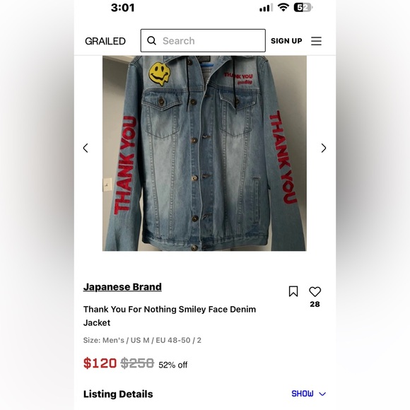 Thank You For Nothing Denim Trucker Jacket Mens Large - Picture 6 of 6